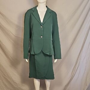 Allegra K Green Women's Blazer and Skirt Set
